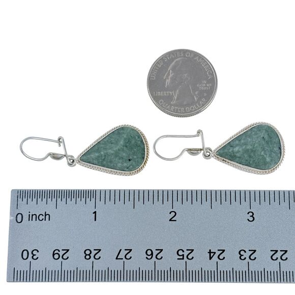 Zandra Lorena Sajbin Sterling Silver 925 Jade "Green Dimensional Drop" Earrings - Picture 4 of 4